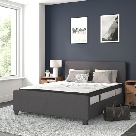 Flash Furniture Queen Size Dk Gray Fabric Platform Bed & Mattress HG-BM10-31-GG